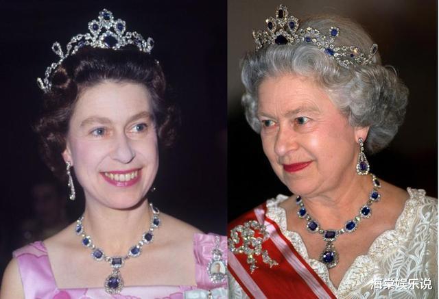 女王戴全套皇傢藍鉆石首飾，凱特的藍寶石與之相比，確實不值一提-圖2