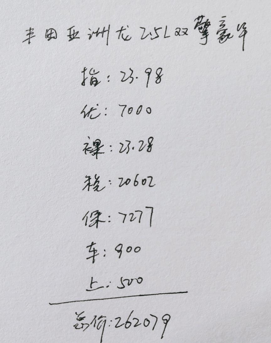 #大众汽车#丰田亚洲龙2.5L混动版提车记，大家看看这个价格买贵了吗？