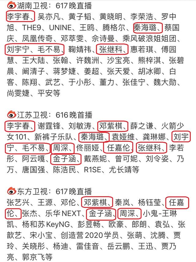 [张艺兴]三台618晚会对比：吴亦凡和黄子韬合体对抗张艺兴，李宇春很贪心