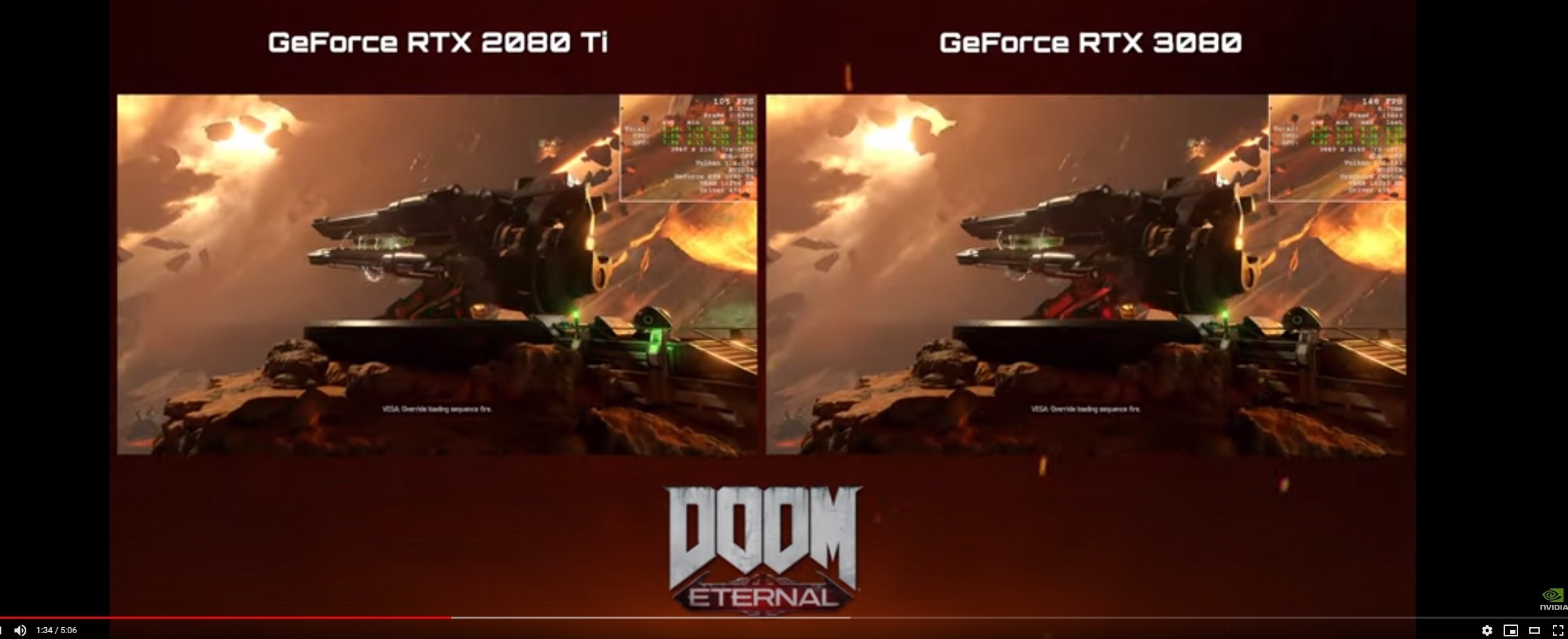 英伟达|比2080ti强多少？Nvidia首次用RTX3080演示《毁灭战士永恒》4K