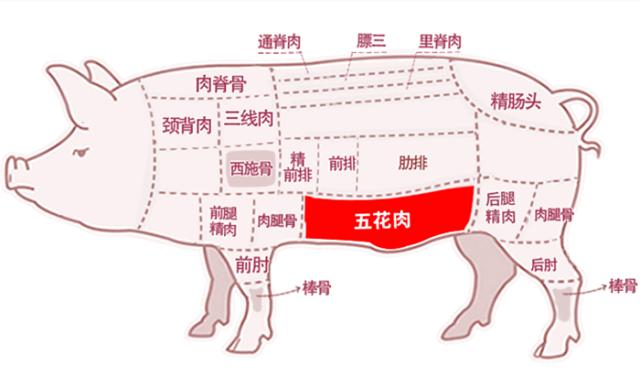 『五花肉』五花肉分为“上五花”和“下五花”，口感滋味差距大，买错不好吃