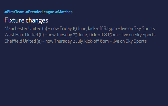 裸眼3D■英超官宣公布复赛赛程，Big6前三轮对手曝光，红军有可能本轮夺冠