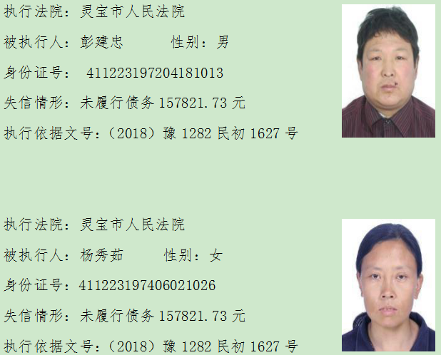 失信被执行人@注意这些人！他们是失信被执行人！