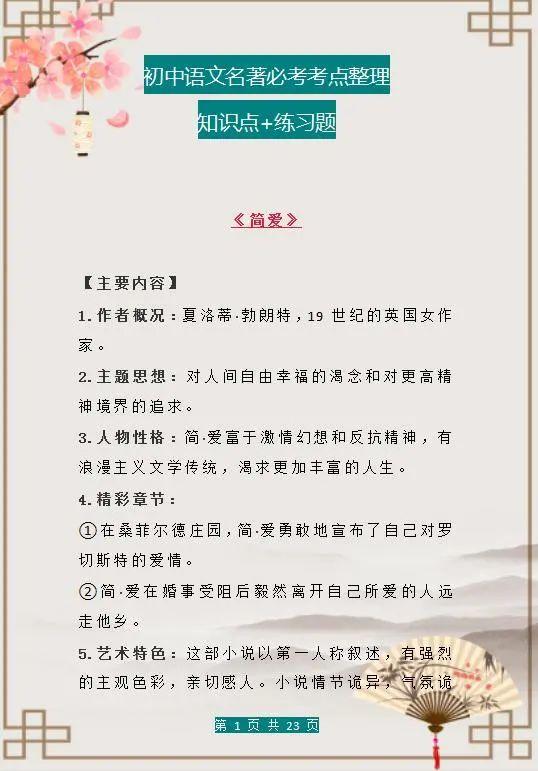 「考试」初中语文：经典名著必考点归纳，3年重点1月背完，碾压考场无压力