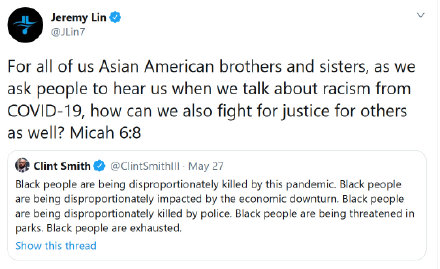 「亚裔」乱了！21岁新星为暴力执法警察祈祷遭围攻，林书豪：没人为亚裔说话？