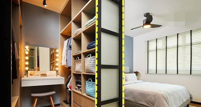 ##卧室衣柜背板不靠墙，隔出1米打造独立衣帽间，梳妆台都有了！