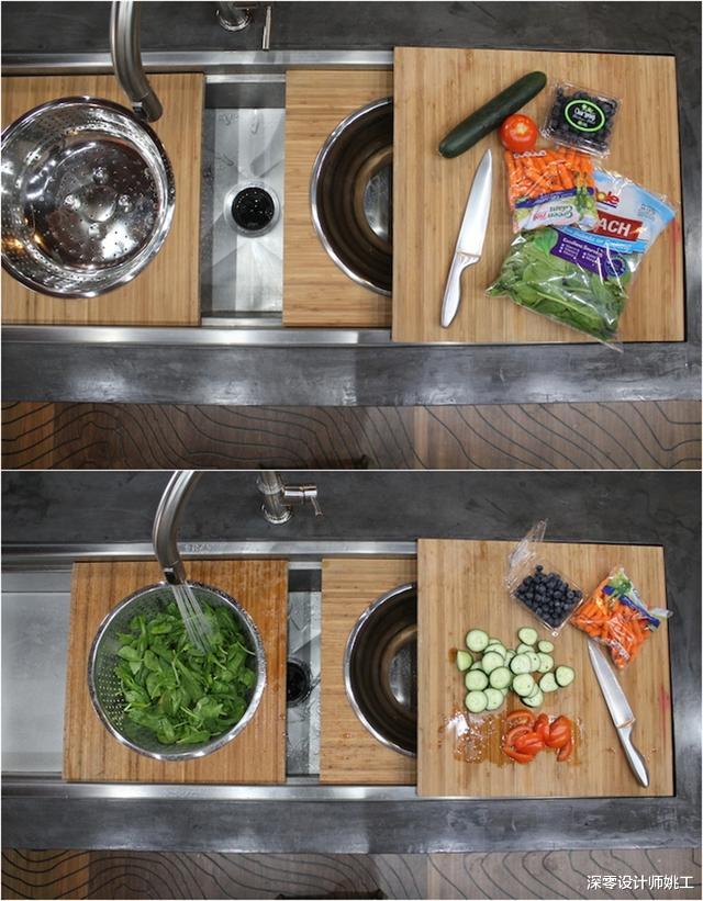 []这样的水槽才叫人性化，自带4种功能，洗碗、切菜、置物还分区