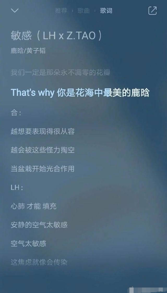 [鹿晗]鹿晗黄子韬发新歌，歌词“你是花海中最美的鹿晗”被吐槽是凑字数