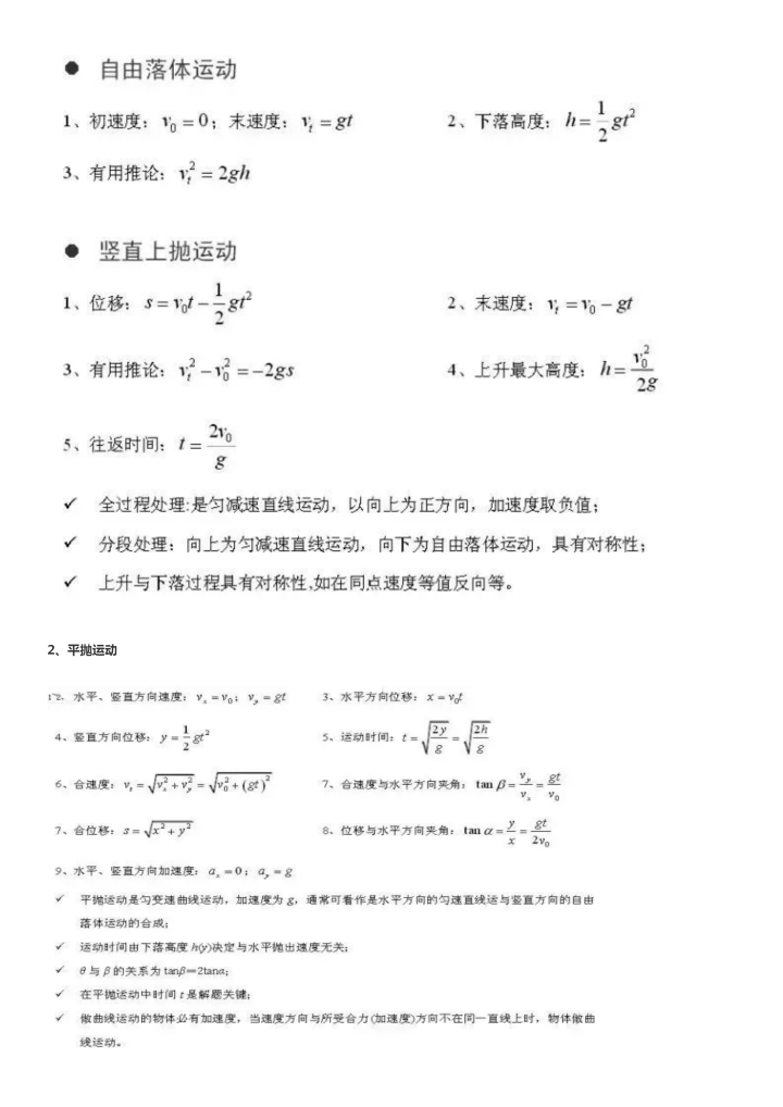 高中物理|高中物理公式大全+15张物理知识结构图, 从高一到高三都有用！
