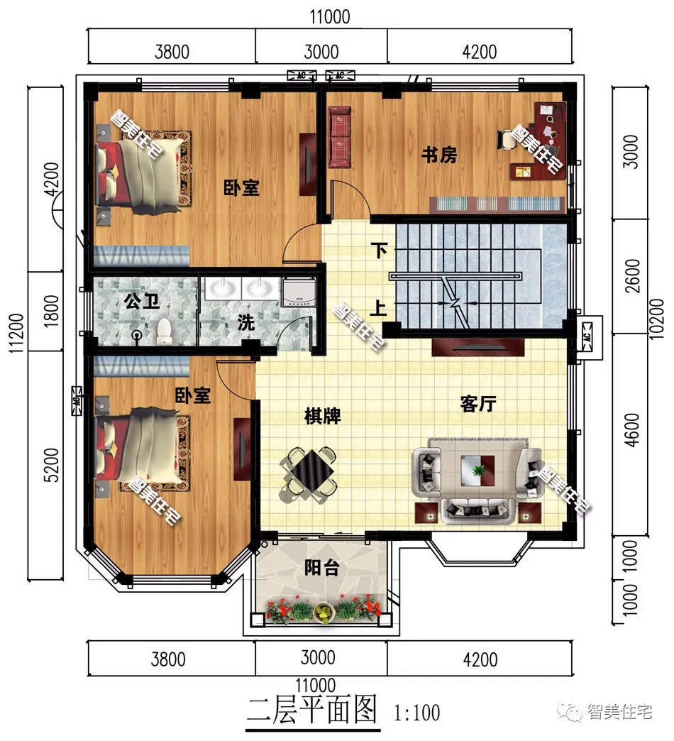 |两栋宽11米的二层别墅，平顶+斜屋面设计，看看你中意哪款！