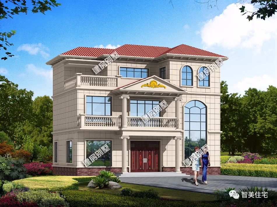 |3栋进深8米左右的简欧别墅，后两栋厨房单独建，生活很方便