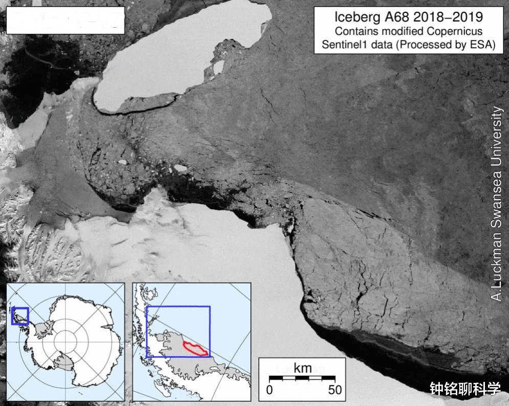 全球变暖|南极出事了,地球最大冰山A68即将挣脱南极,面积相当于整个上海