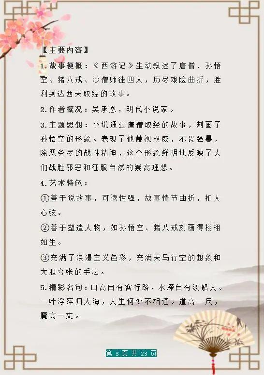 「考试」初中语文：经典名著必考点归纳，3年重点1月背完，碾压考场无压力