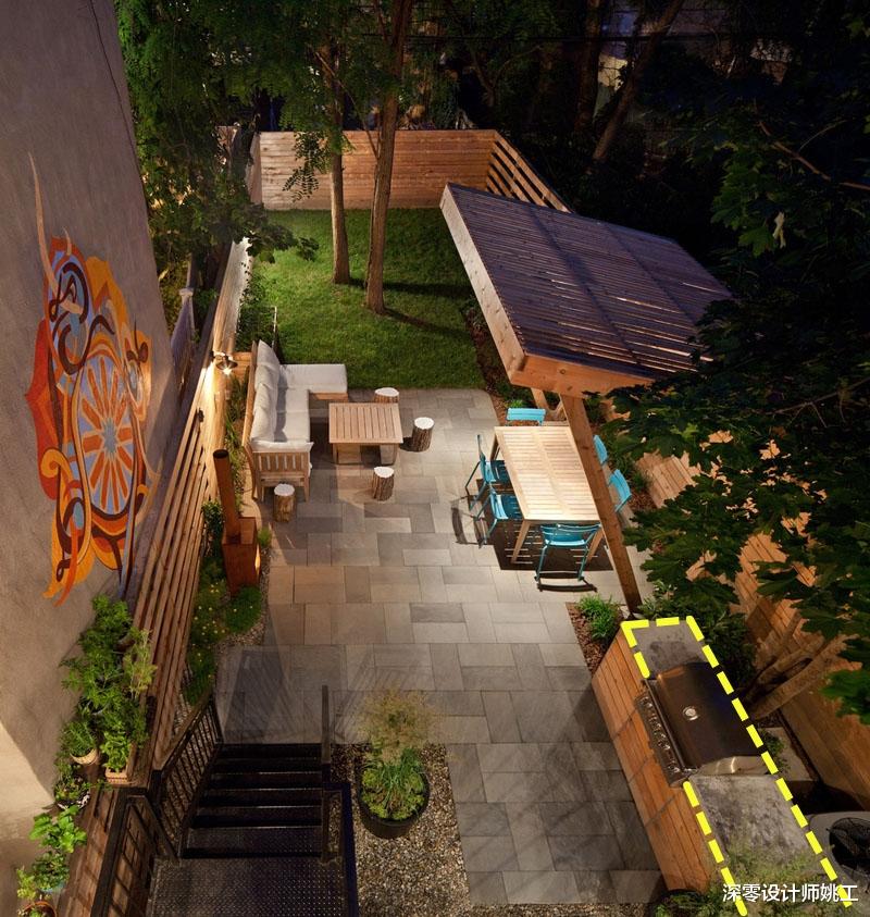 |有个长方形庭院就是好，花园水景划分4个区域，收获别人4倍快乐