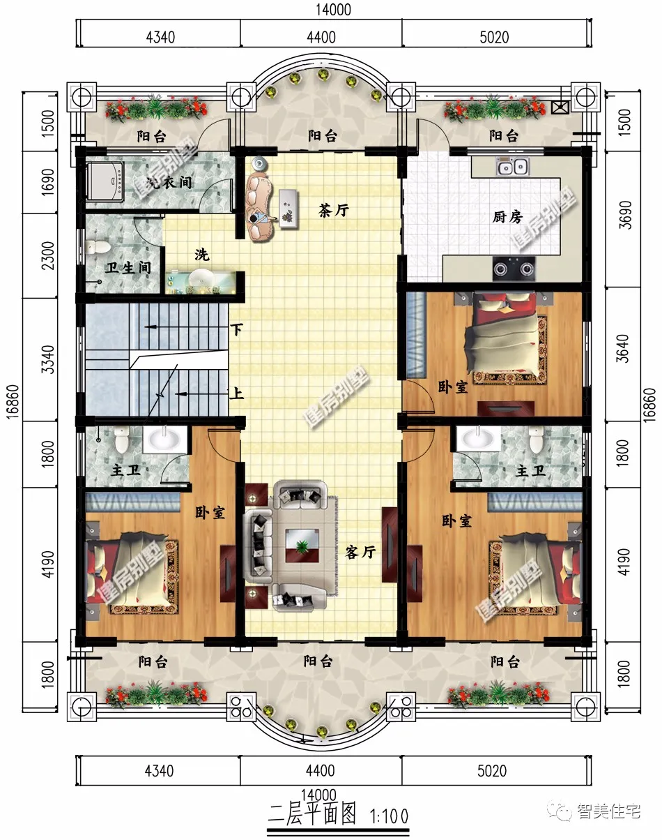 |2栋宽14米的别墅，室内都有大堂屋，在老家盖一栋很体面