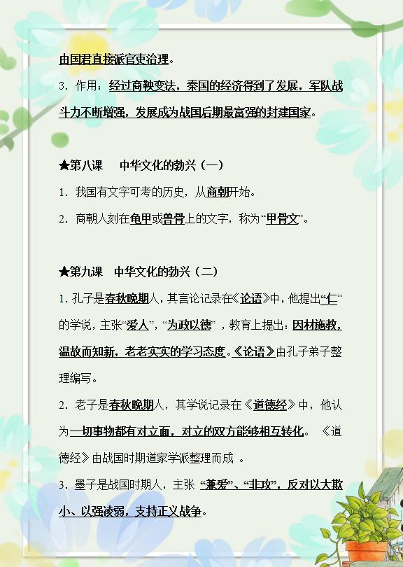 「方方日记」初中历史知识汇总(填空版),打印出来给孩子做,3年考试不愁了!