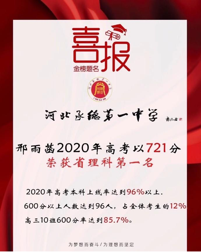 河北|河北省理科高考状元出炉，总成绩721分，非衡水中学考生！