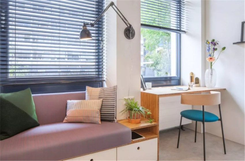 |外国15㎡窄公寓，储物空间多还放下双人床，厨卫也能共用？