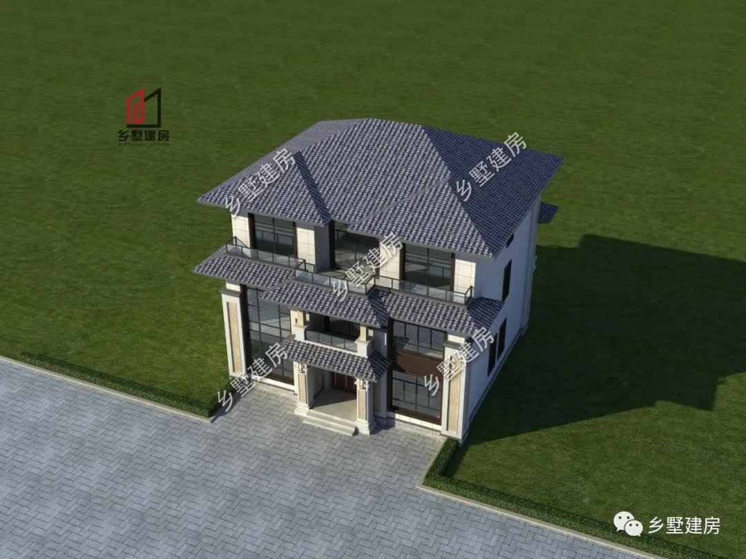 |13X13米典雅大气三层新中式，11卧6卫格局好，经典永不过时