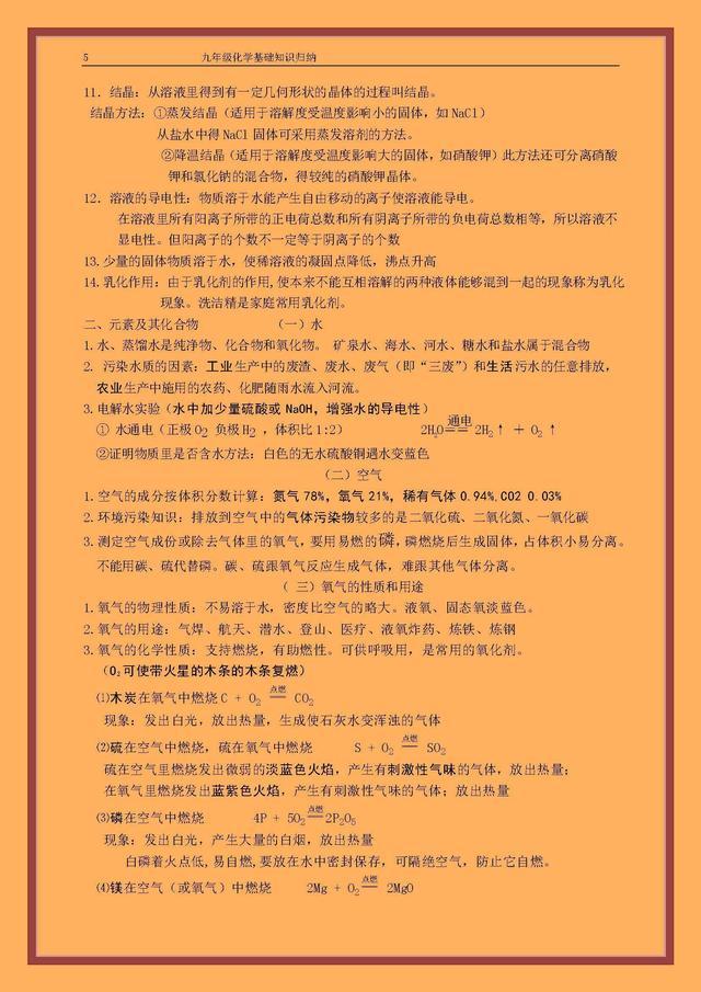 「」初三化学基础归纳,花钱也不一定买得到的资料!
