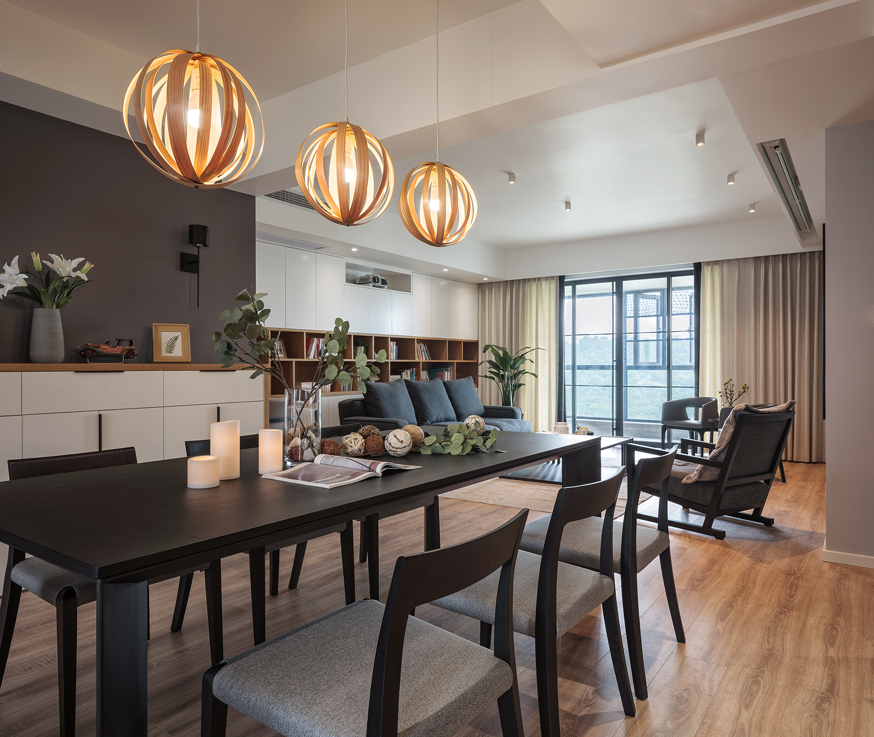 现代简约风装修的大户型，时尚的硬装设计，搭配优雅的软装，好看