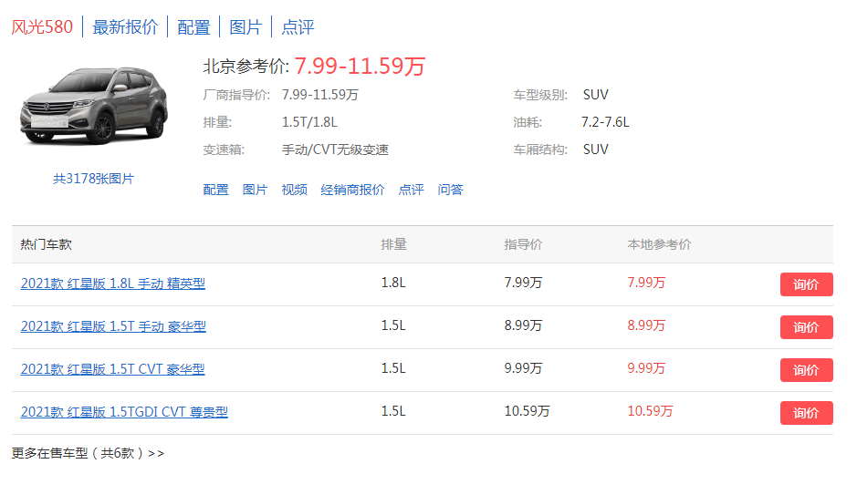 东风小康风光|7.99万起售，底盘对标丰田荣放，东风风光580要跻身一线？