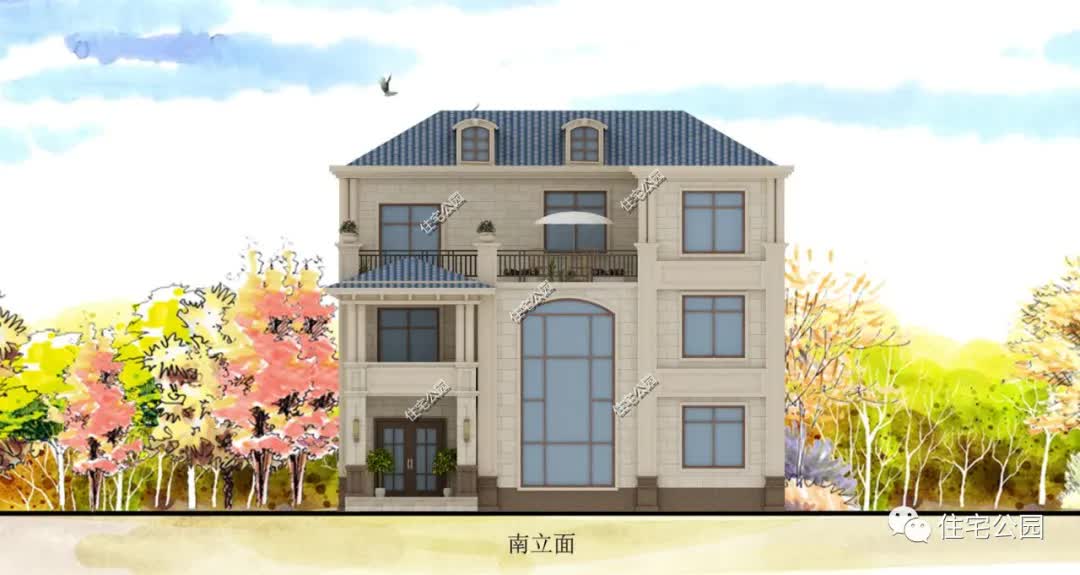 |室内电梯+挑空客厅,13×11米高品质欧式别墅