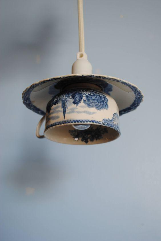 设计师|废旧碗碟被邻居偷偷捡回家，拆改后变个吊灯用，不花一分羡慕哭！