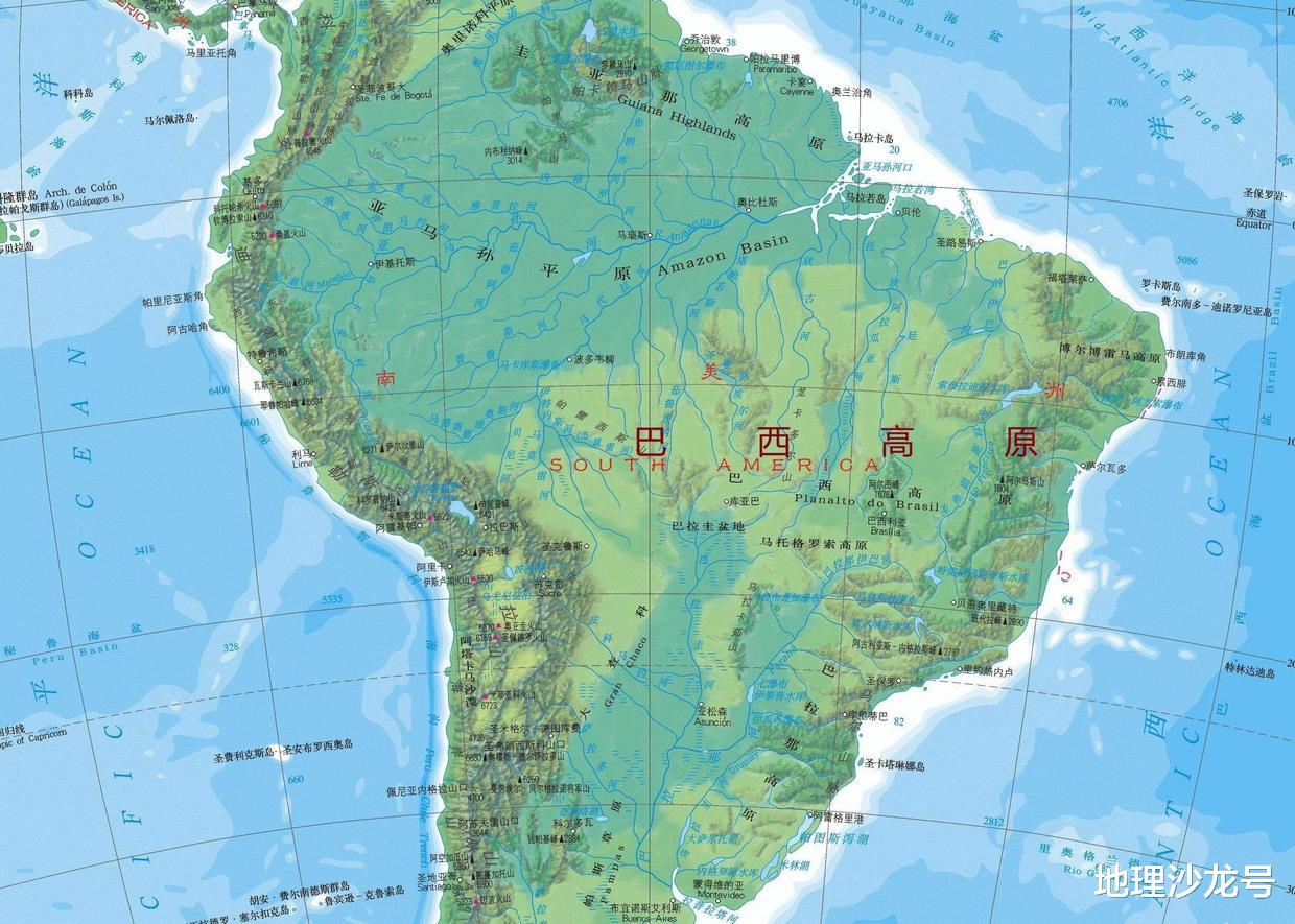 【高原】南美洲的“巴西高原”是世界上最大的高原，面积超500万平方千米