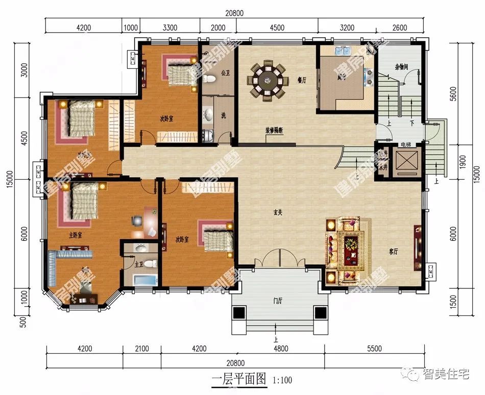 @两栋建在农村的多层豪宅，都带电梯设计，每层一户均有厨房