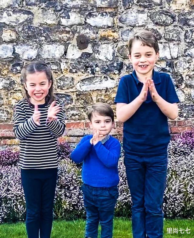 「凯特王妃」凯特王妃晒三个娃最新动态，夏洛特霸气乔治仪态堪忧，路易长大了