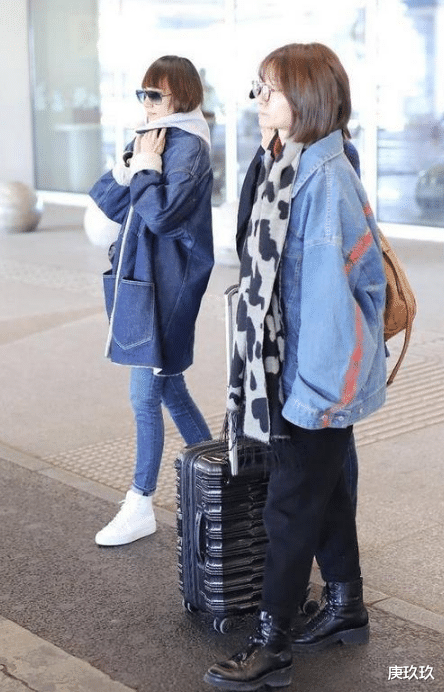 短发|袁泉利落短发很干练，穿羊羔毛外套配牛仔裤，简约又时髦