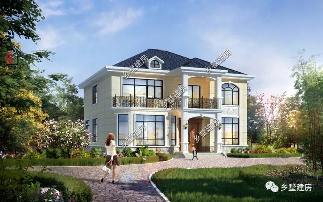 |13x14米浪漫简欧风别墅，攒几年钱就能建的农村好房子！