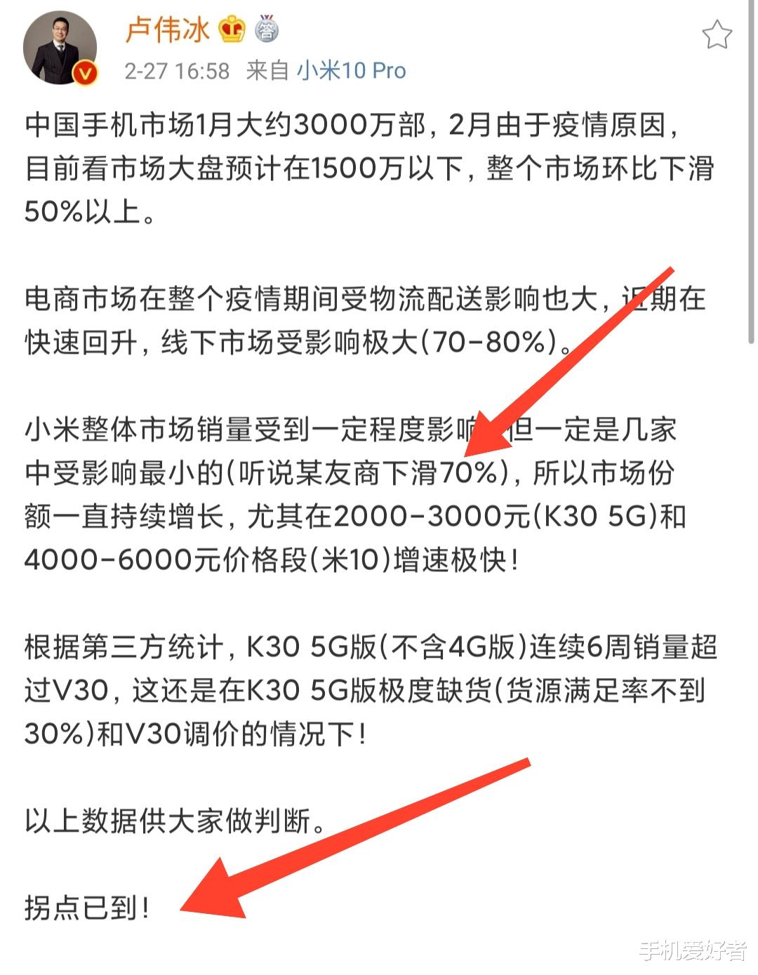 「小米科技」雷军和卢伟冰预言全部失败，小米在国内跌至第五，即将进入others