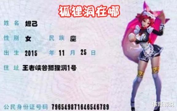 『身份证』王者荣耀 假如英雄有身份证 后羿出生在洪荒时代 李白信息很详细