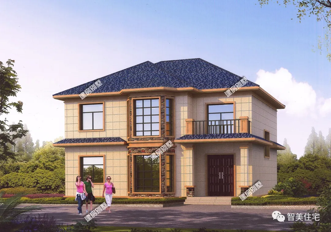 大门|相似风格设计的两栋别墅，带多边形窗，大门不居中也很好