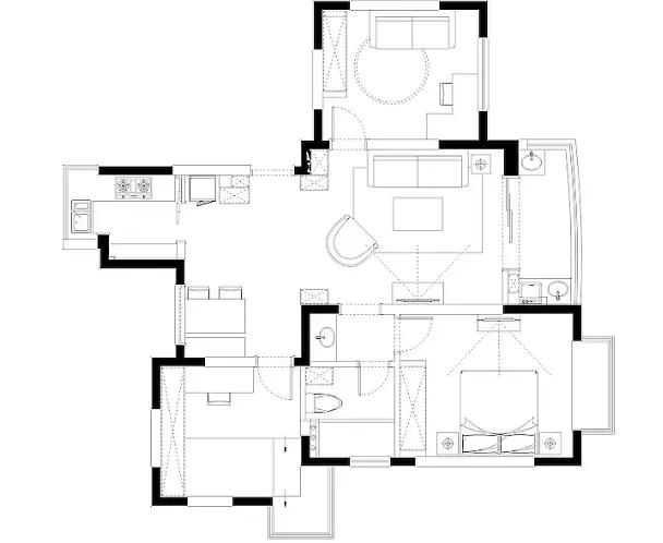 |118㎡简约美式风格装修，卡座餐厅临窗太惬意！