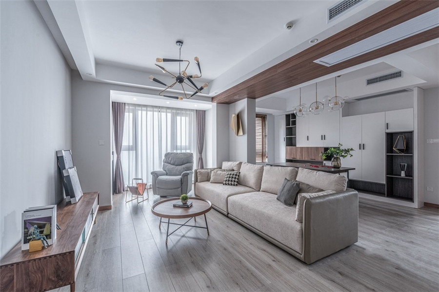 |128平现代三居室，没有黑白灰的高冷范，温柔而有质感