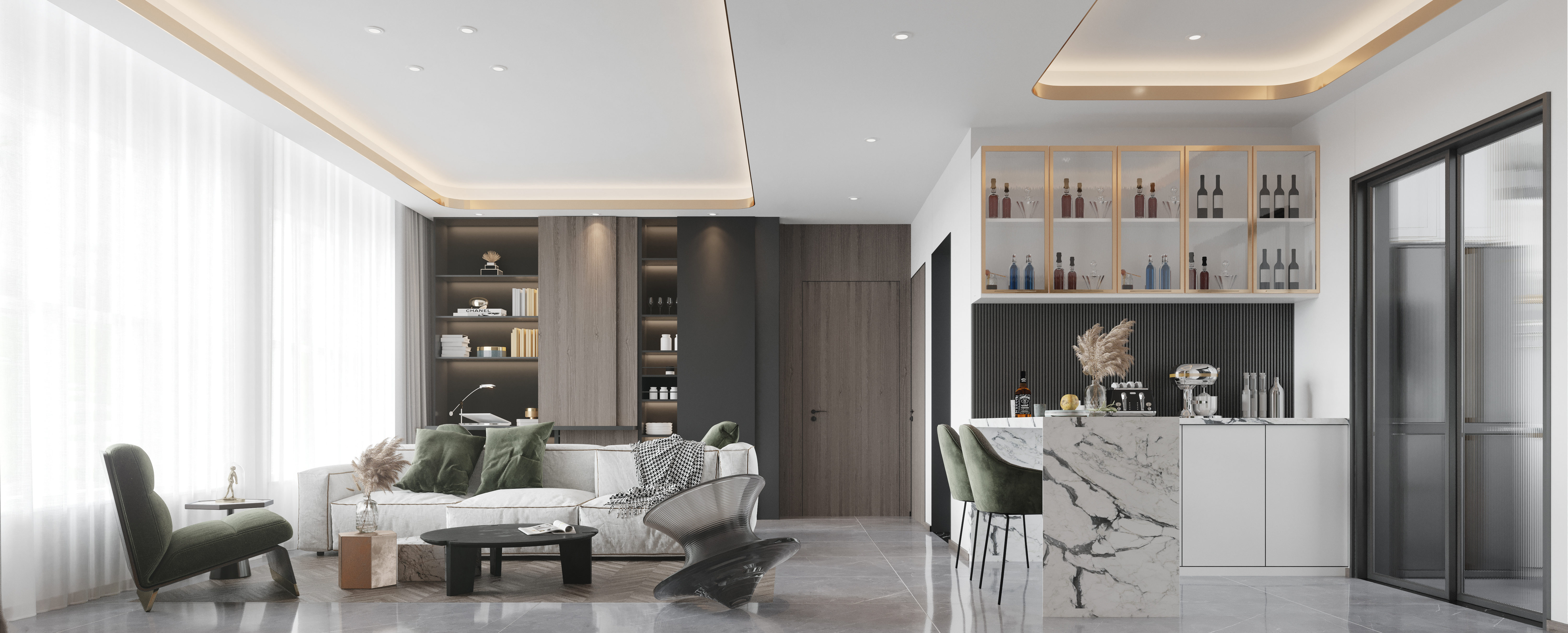 |在现代风格的基础上构筑简约的轻奢,打造一个极度自由与舒适的家