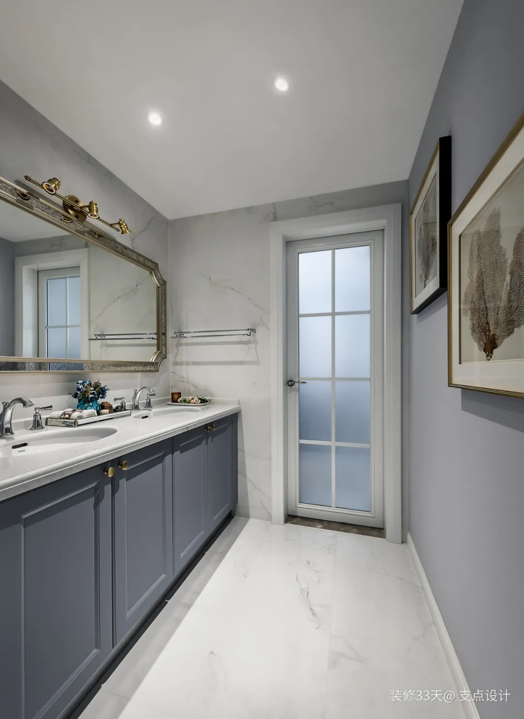 【蓝调】装修设计：餐厨合一，配色耐看，160平蓝调简美四室