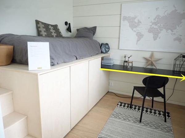 |儿童房不到10㎡这样装，书桌延伸L型柜放张床，轻松搞定2大功能区