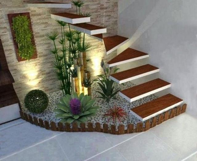 『天然气』等我有钱买别墅，楼梯下才不打柜子，下沉40公分挖坑做鱼池，大气