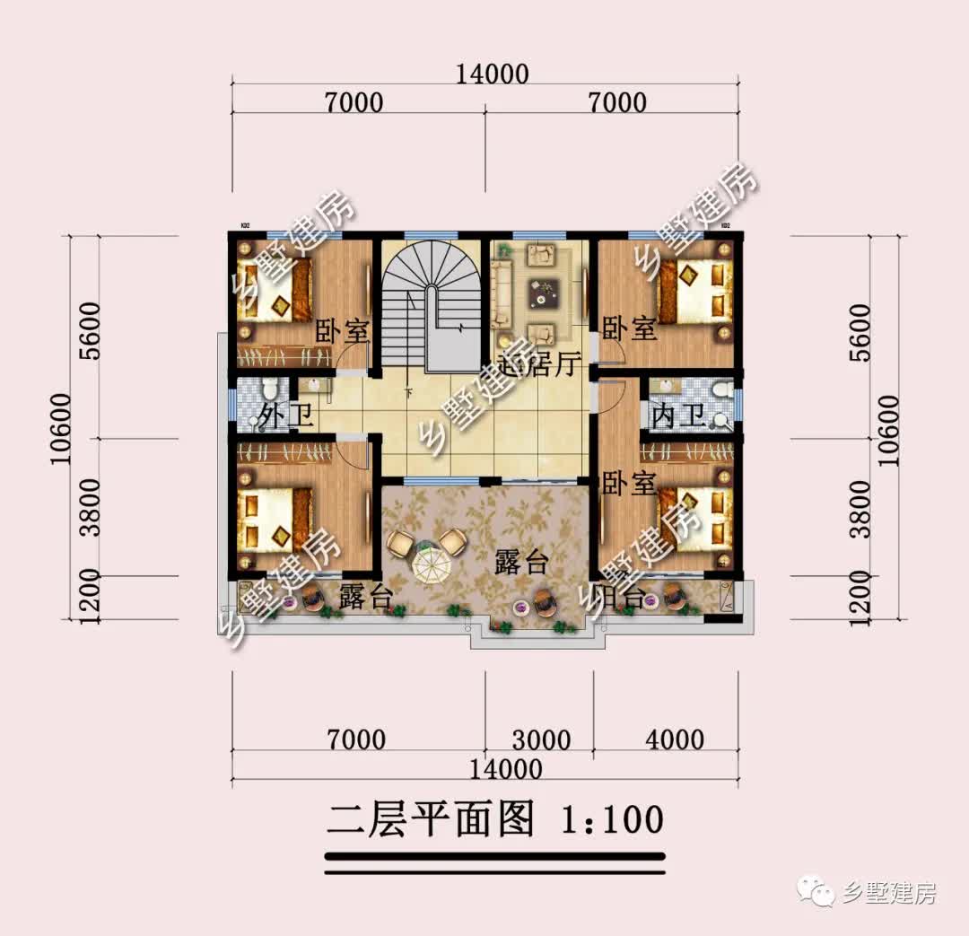 |带大露台的双层别墅，布局实用接地气，2020建房首选他
