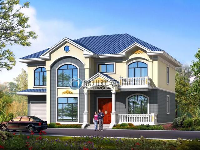 「」占地156平，二层带车库别墅，建成案例超亮眼，邻居都来问图纸