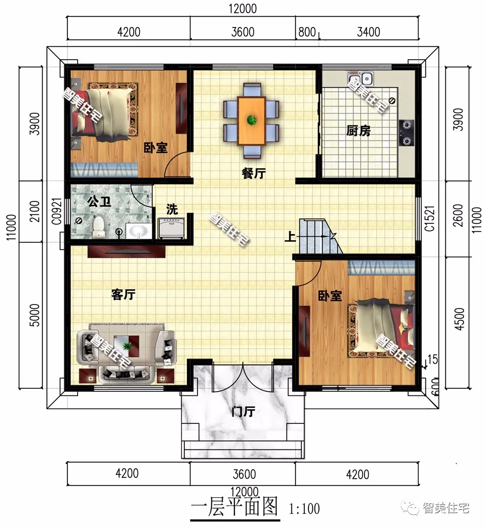 「」气派有个性的四层农村别墅，第一栋平屋面设计，主体造价40万