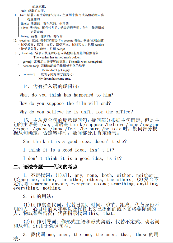[高考]高中英语必考考点和高频词汇+内附高考经典例题及解析，共110页