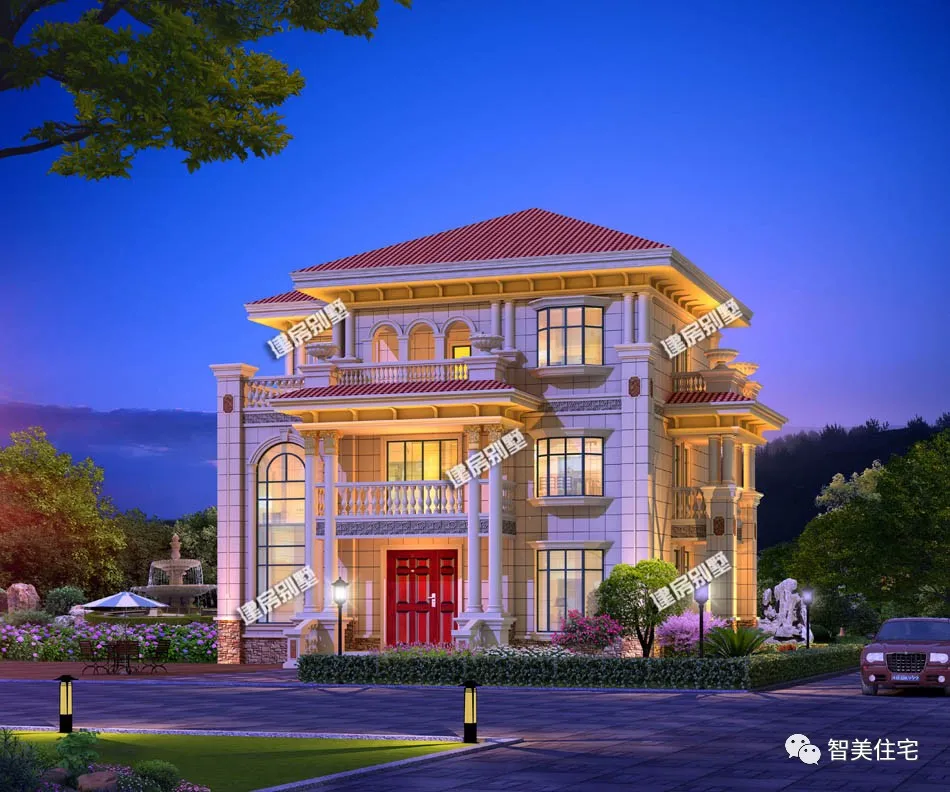 |两栋客厅挑空设计，带旋转楼梯的别墅，老家房子这样盖很拉风