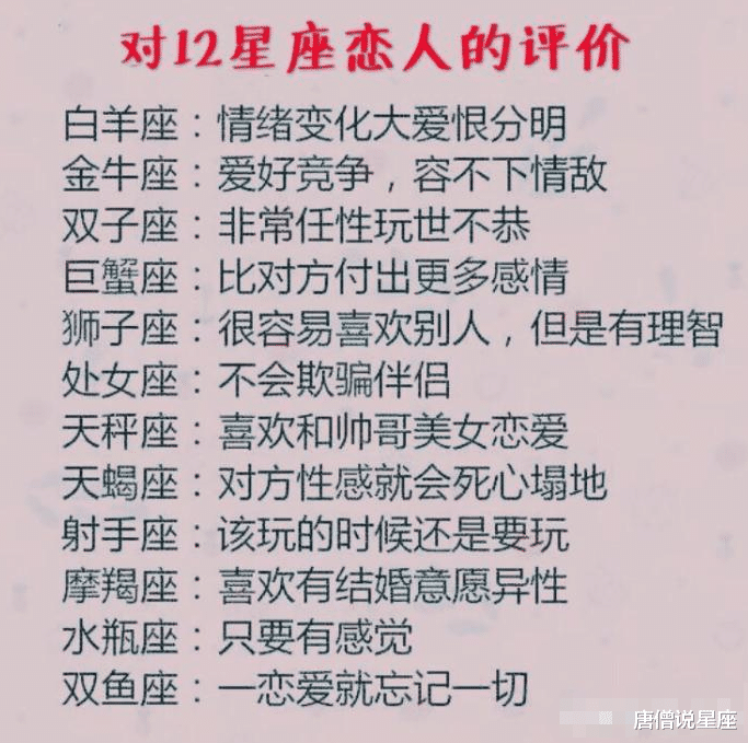 [星座爱情观]对12星座恋人的评价，情商高过智商的星座，12星座谁为爱流泪多