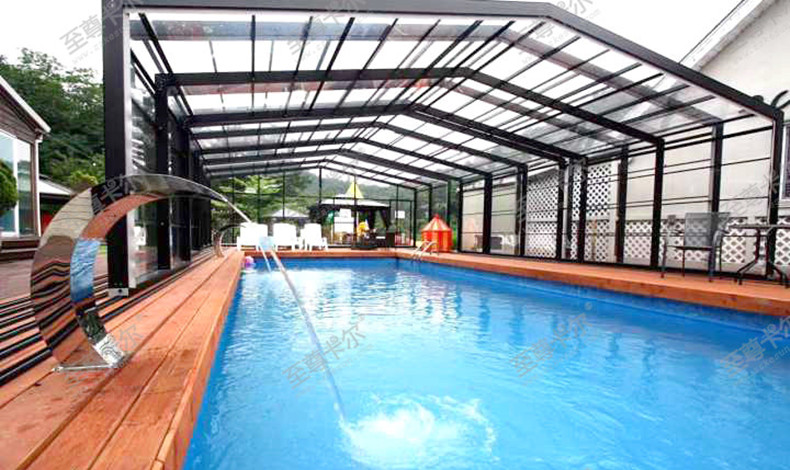 []泳池阳光房效果图装修效果图大全，新颖大气，还能折叠伸缩！