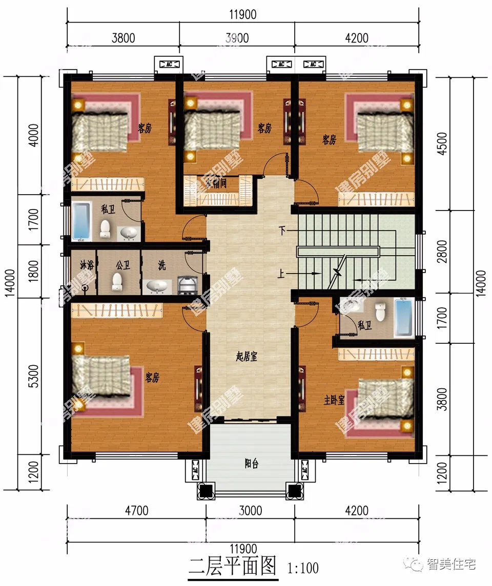 |客厅空间设计很宽敞两栋别墅，生活方便，真真正正适合农村